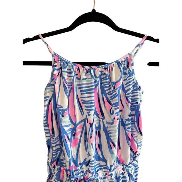 Lilly Pulitzer Aleene Kids Girls Blue Pink Sailboat Sleeveless Romper Size Large - Picture 3 of 7